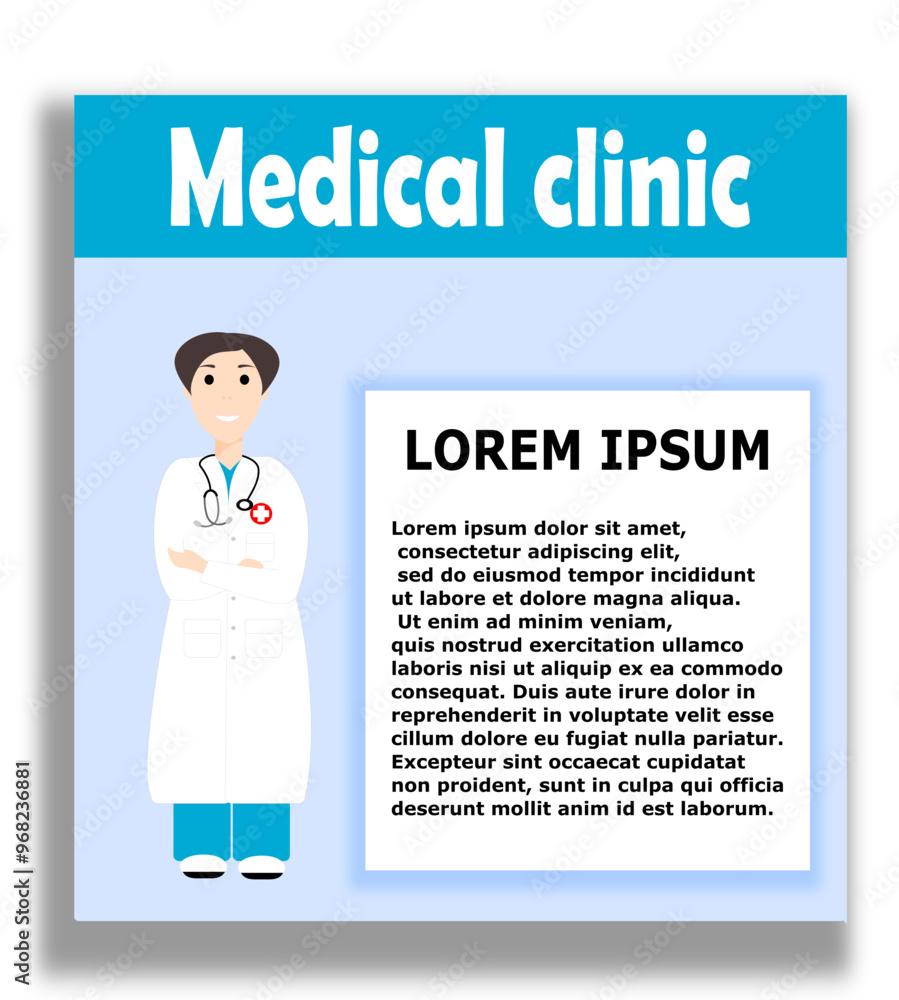 Medical clinic banner template with smiling doctor in cartoon style Medical clinic banner template with smiling doctor in cartoon style