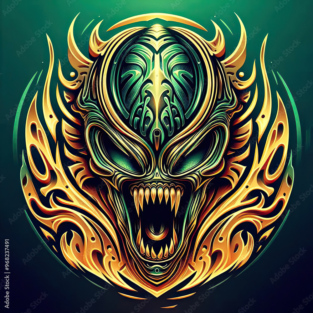 Alien creature logo with 3d illustration style Alien creature logo with 3d illustration style