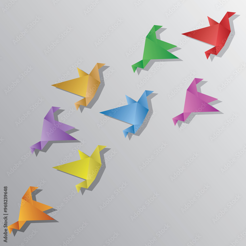 Lots of Origami Birds are flying together Lots of Origami Birds are flying together