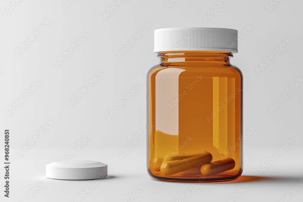 bottle of pills on the white background. Medical background. AI Generated bottle of pills on the white background. Medical background. AI Generated