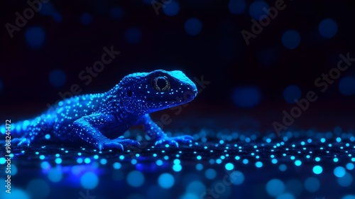 Glowing reptiles against dark with lighting pattern image