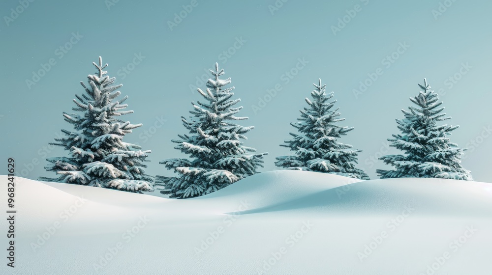 Scandinavian winter wonderland fluffy spruce trees adorned with snow in a serene white landscape banner Scandinavian winter wonderland fluffy spruce trees adorned with snow in a serene white landscape banner