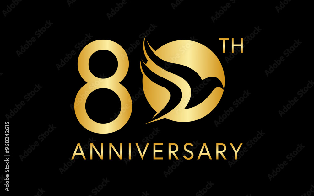 simple 80 anniversary with negative space bird image in the logo circle simple 80 anniversary with negative space bird image in the logo circle