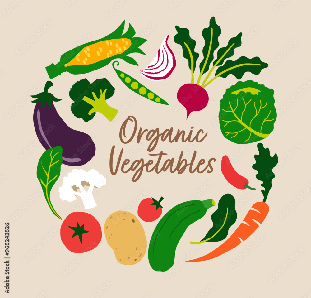 Organic vegetables layout. Organic vegetables layout.