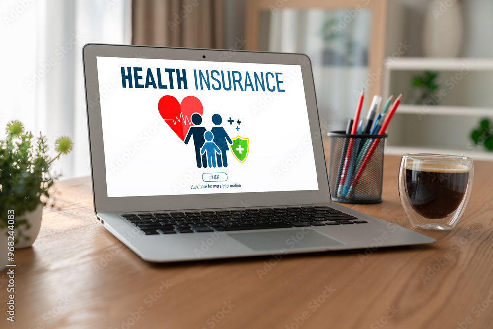 Fototapeta premium Health insurance web site modish registration system for easy form filling