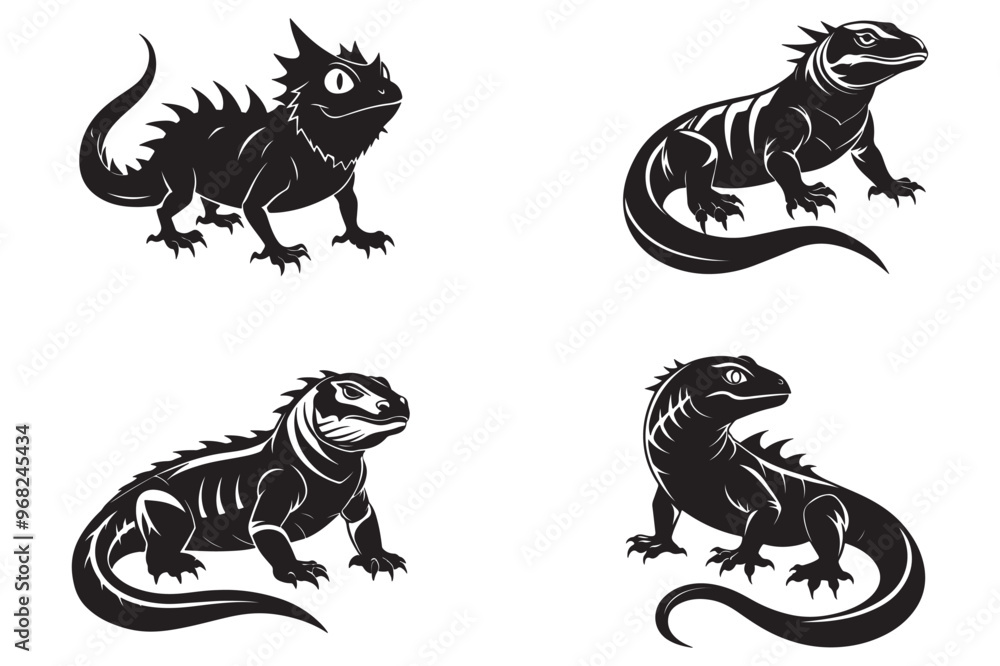 Obraz premium Chameleon silhouette vector art