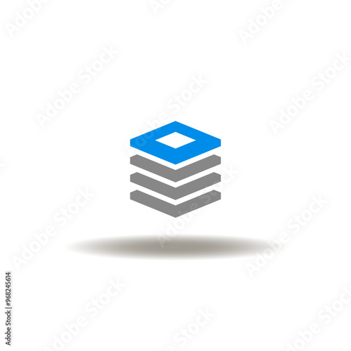 Vector illustration of 3d multilayered crystal cell semiconductor. Icon of matrix chip nano structure. Symbol of OLED Organic Light Emitting Diode.