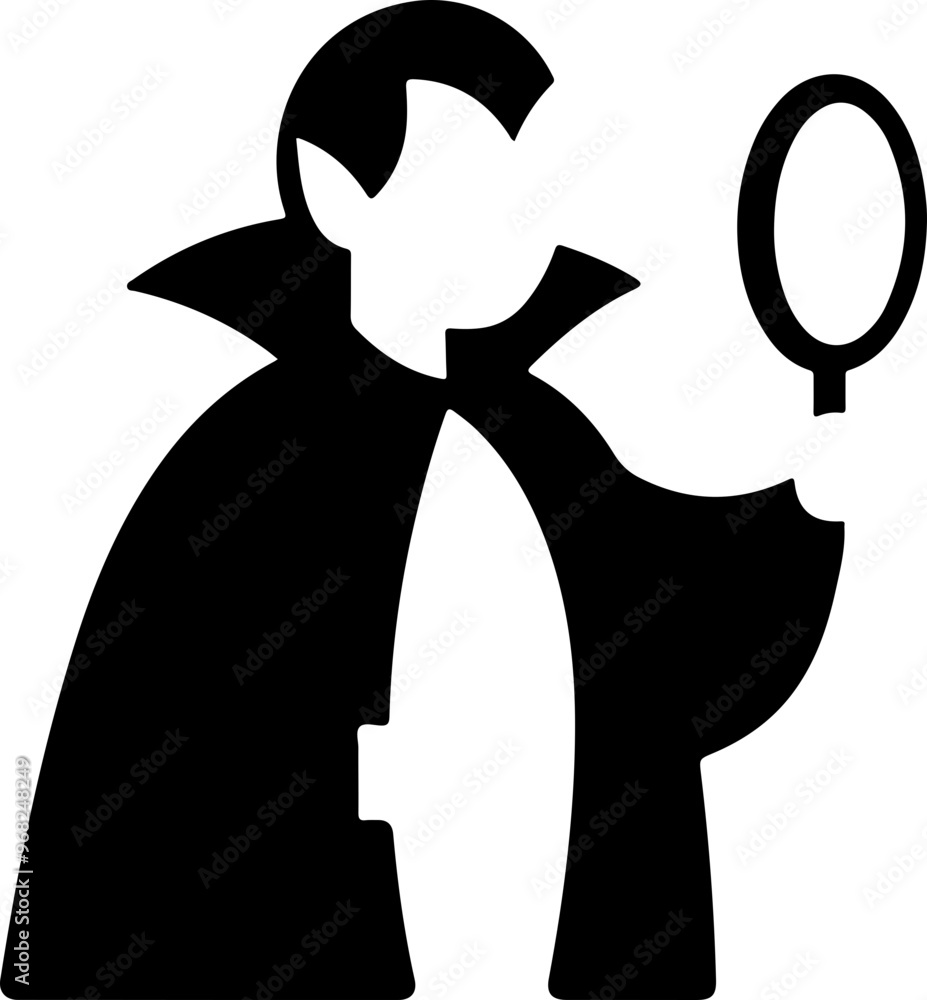 Silhouette of a Vampire Holding a Mirror Silhouette of a Vampire Holding a Mirror