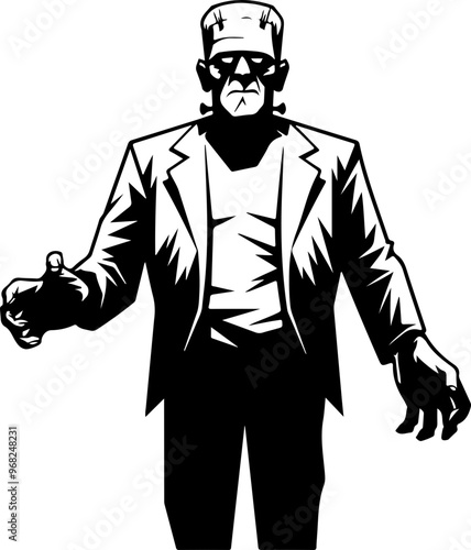 Monochrome Frankenstein Character Illustration