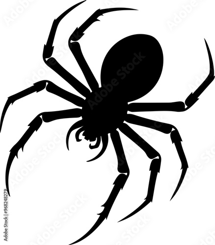 Stylized Black Spider Silhouette on White Background