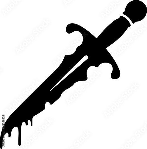 Stylized Dagger with Dripping Blood Design