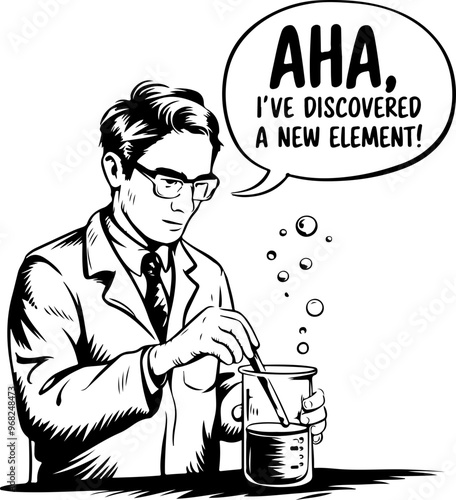 Scientist Discovering New Element in Laboratory Sketch