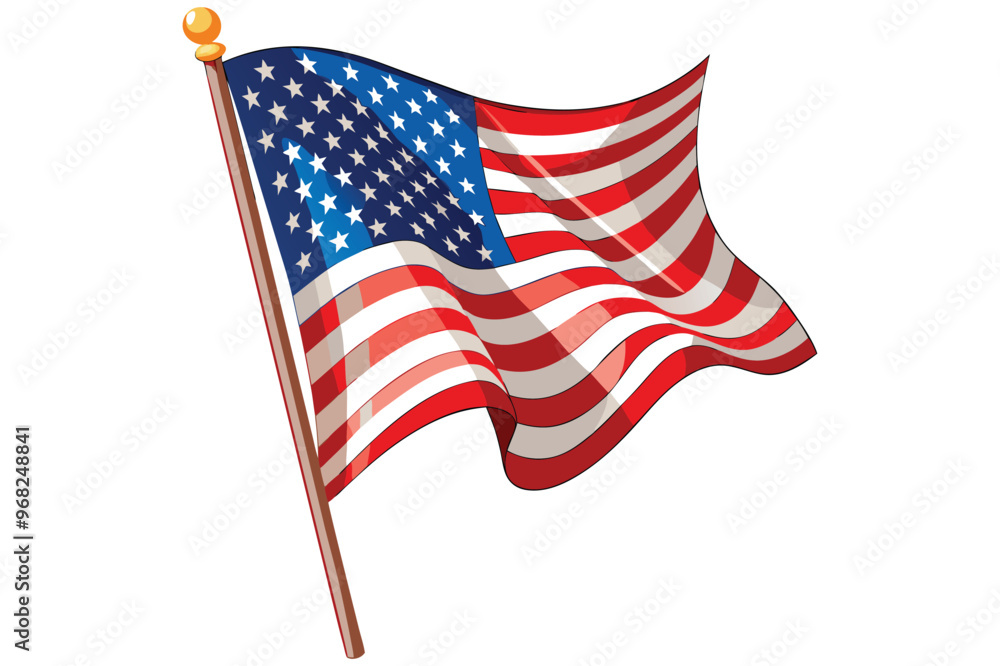 Fototapeta premium Vector art of American flag with blue and red stripes