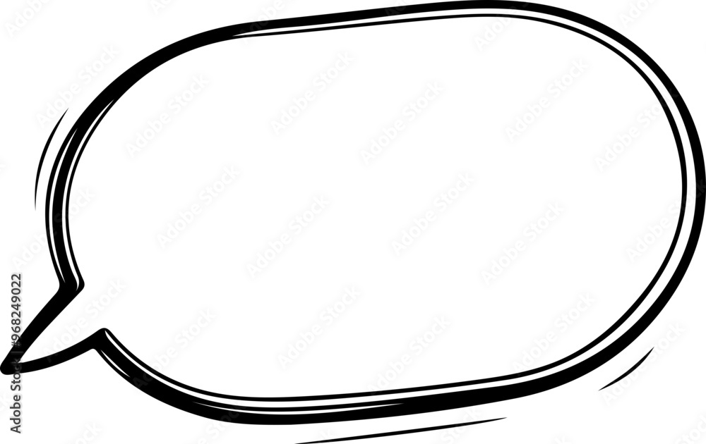 Simple Speech Bubble Outline in Black Ink Style