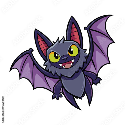 Flat 2d vector clipart of cartoon spooky bat