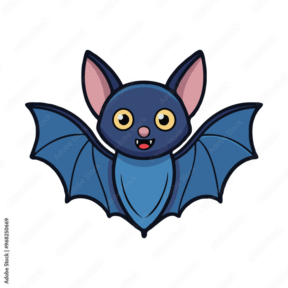 Flat 2d vector clipart of cartoon spooky bat Flat 2d vector clipart of cartoon spooky bat
