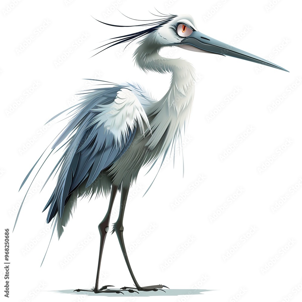 Heron assassin fantasy animal cartoon isolated whitebackground 16:9 Heron assassin fantasy animal cartoon isolated whitebackground 16:9