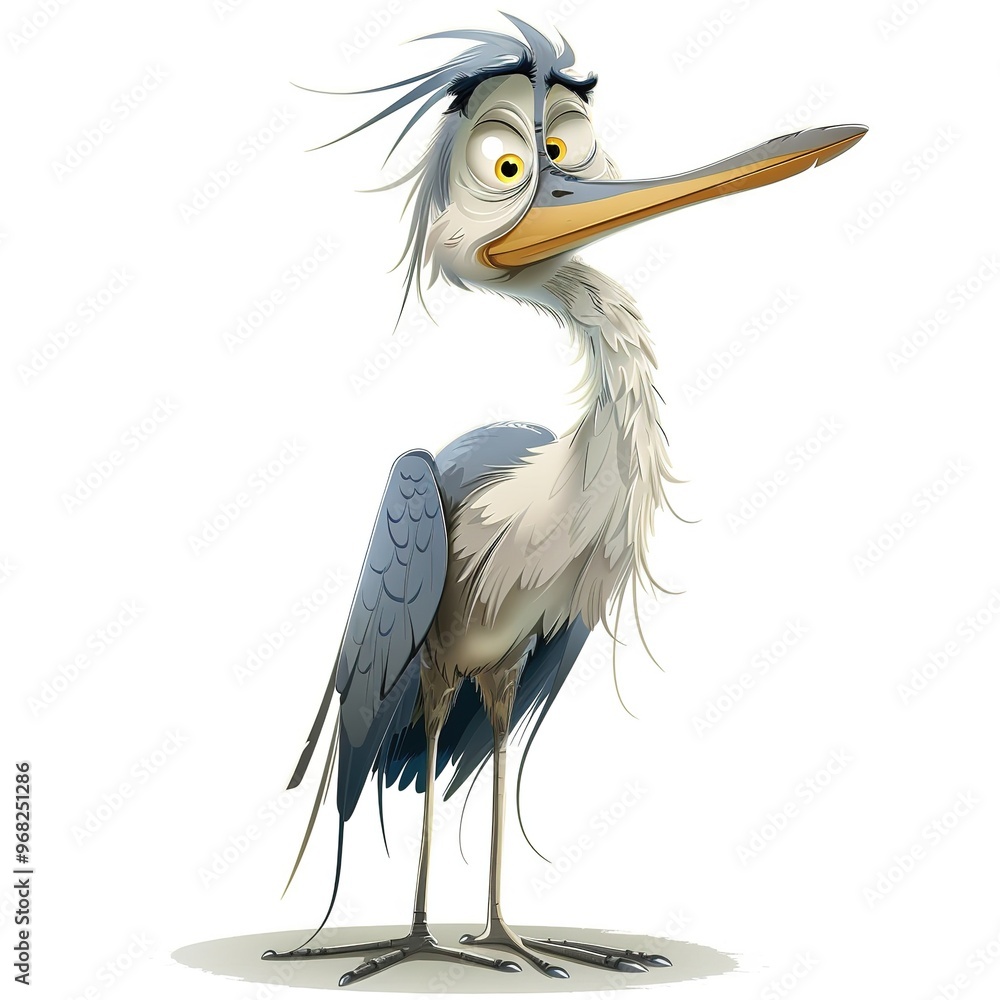 Heron Empathy emotion fantasy animal cartoon isolated whitebackground Heron Empathy emotion fantasy animal cartoon isolated whitebackground