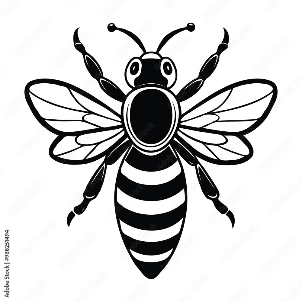 Fototapeta premium Bee silhouette illustration on white background