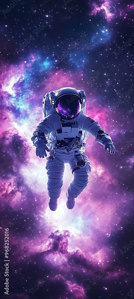 Astronaut Floating in Cosmic Nebula Astronaut Floating in Cosmic Nebula
