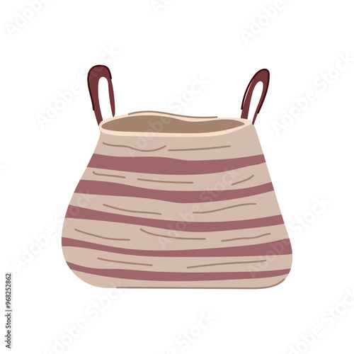 natural wicker laundry basket cartoon. rattan stylish, ecofriendly lightweight, portable organizer natural wicker laundry basket sign. isolated symbol vector illustration