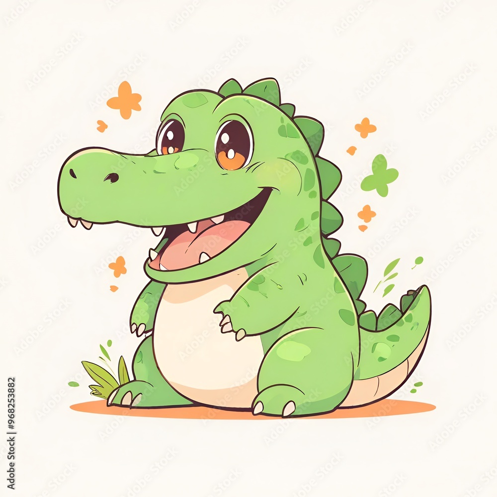 Cute Cartoon Crocodile Illustration Cute Cartoon Crocodile Illustration