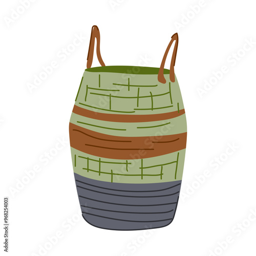 hamper wicker laundry basket cartoon. woven natural, rattan stylish, ecofriendly lightweight hamper wicker laundry basket sign. isolated symbol vector illustration