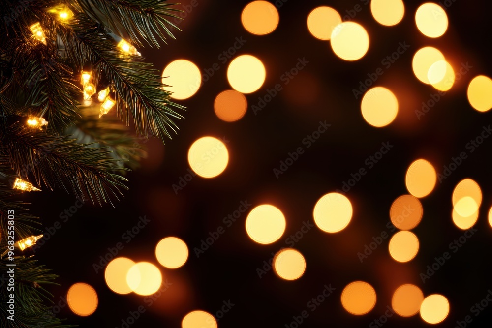 A beautiful close-up of glowing festive lights among green pine branches, creating a warm and inviting holiday atmosphere. A beautiful close-up of glowing festive lights among green pine branches, creating a warm and inviting holiday atmosphere.