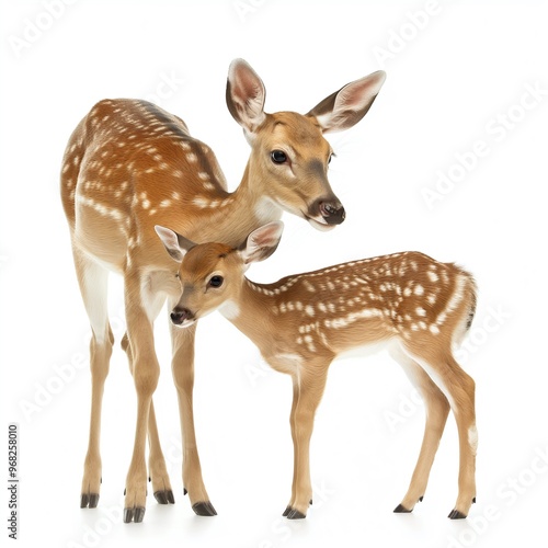 A Close-up of a Deer Photo, isolated on a white background, Deer Generative Ai.