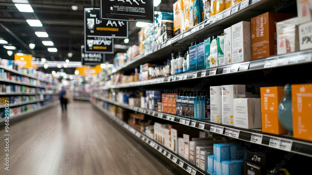 A busy retail store aisle is lined with shelves of neatly displayed products, showcasing Black Friday deals and discounts, drawing attention to in-store shopping. A busy retail store aisle is lined with shelves of neatly displayed products, showcasing Black Friday deals and discounts, drawing attention to in-store shopping.