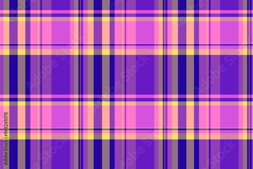 Deep plaid background seamless, horizon textile vector texture. Quilt tartan fabric pattern check in purple and pink colors.