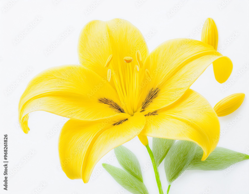 Obraz premium Closeup Yellow Lily Flower Illustration