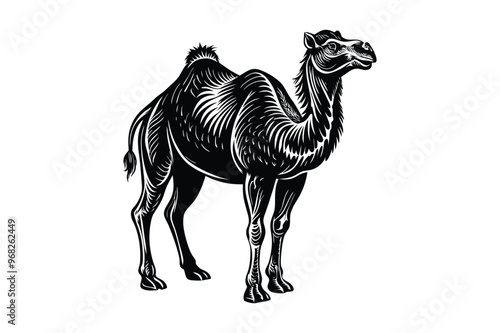 Camel cutout silhouette vector art illustration. photo