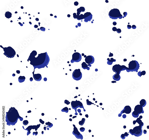 ballpoint pen splatter set cartoon. abstract technique, texture color, drip stain ballpoint pen splatter sign. isolated symbol vector illustration