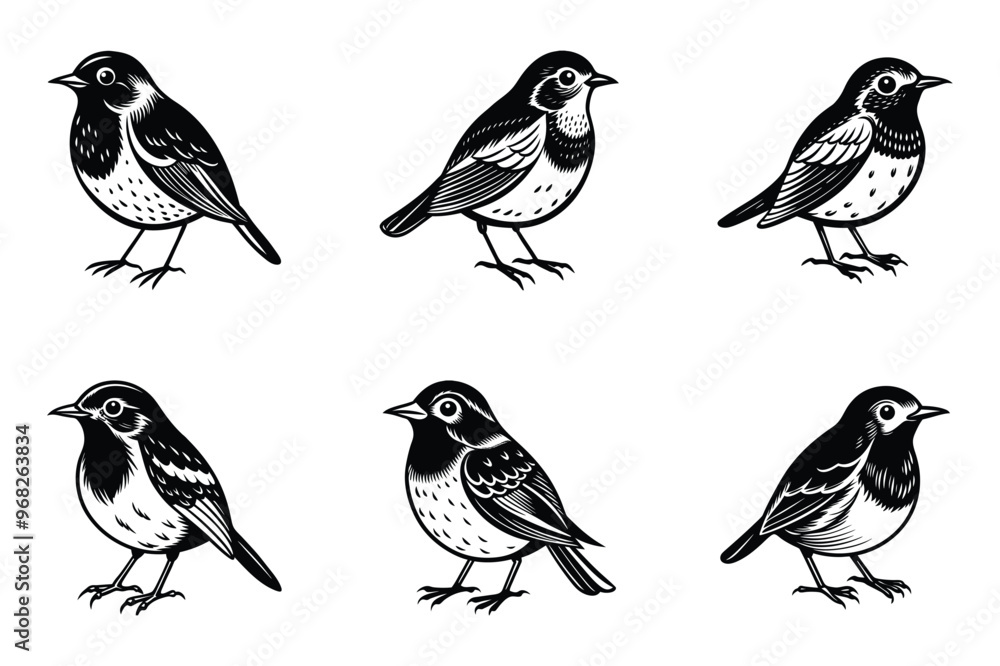Robin bird silhouette vector illustration Robin bird silhouette vector illustration