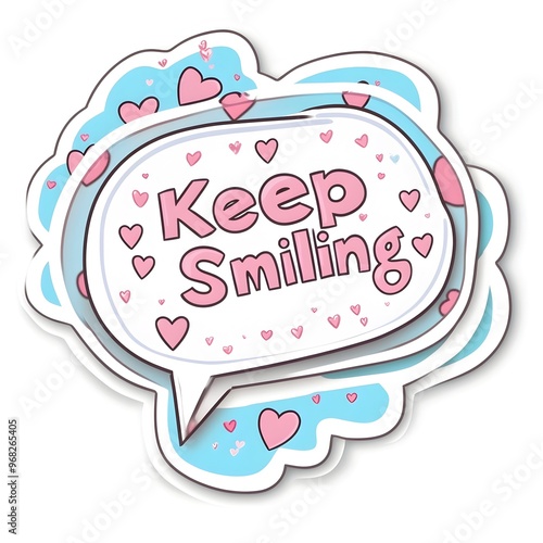 Keep Smiling Colorful Heart Speech Bubble Uplifting Motivational Graphic Design photo