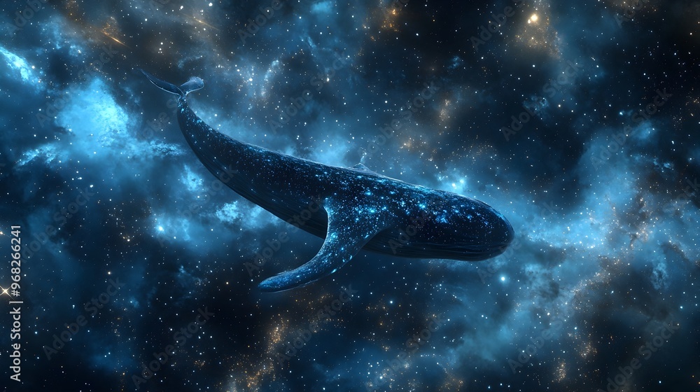 Fototapeta premium Majestic Whale Soaring Through Cosmic Galaxy