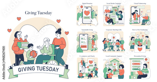 Giving Tuesday. Flat Vector Illustration