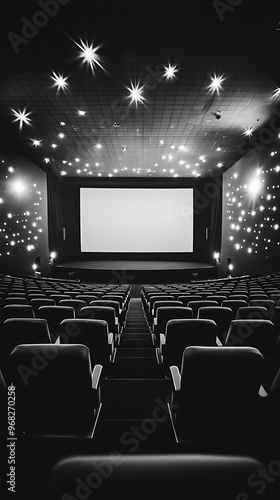 Wallpaper Mural Empty movie theater with blank screen and twinkling lights on the ceiling Torontodigital.ca