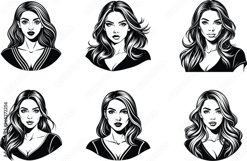 Woman black and white silhouette