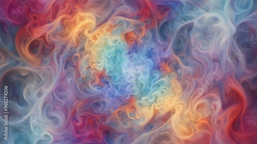 Abstract colorful smoke pattern, swirling and flowing, creating a vibrant and dynamic background.