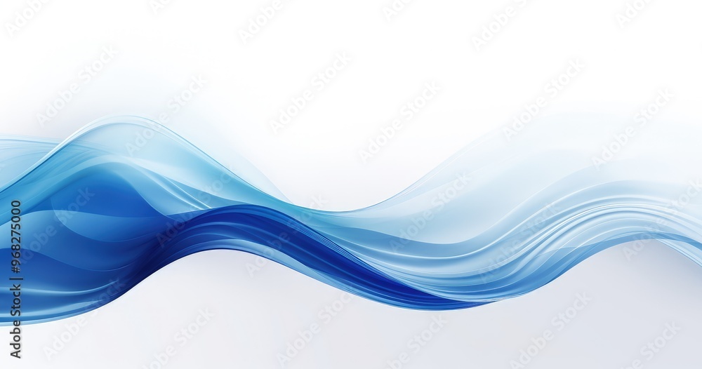 Fototapeta premium A smooth, flowing wave design in varying shades of blue, conveying a sense of calm and fluidity.