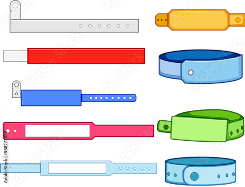 medical bracelet set cartoon. health safety, allergy condition, diabetes epilepsy medical bracelet sign. isolated symbol vector illustration
