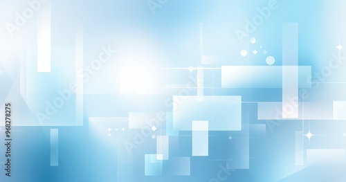 A soft blue abstract background featuring translucent shapes and light effects, suitable for digital designs.