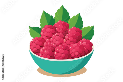  vector illustration of raspberries in a bowl