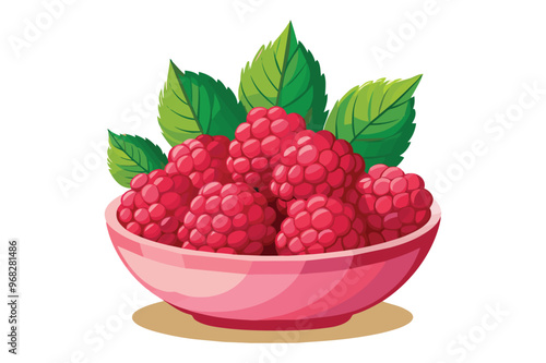  vector illustration of raspberries in a bowl