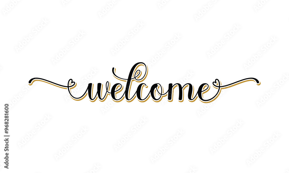 Welcome lettering Sign Modern Handwritten. Template Vector design for your wedding invitation Welcome lettering Sign Modern Handwritten. Template Vector design for your wedding invitation