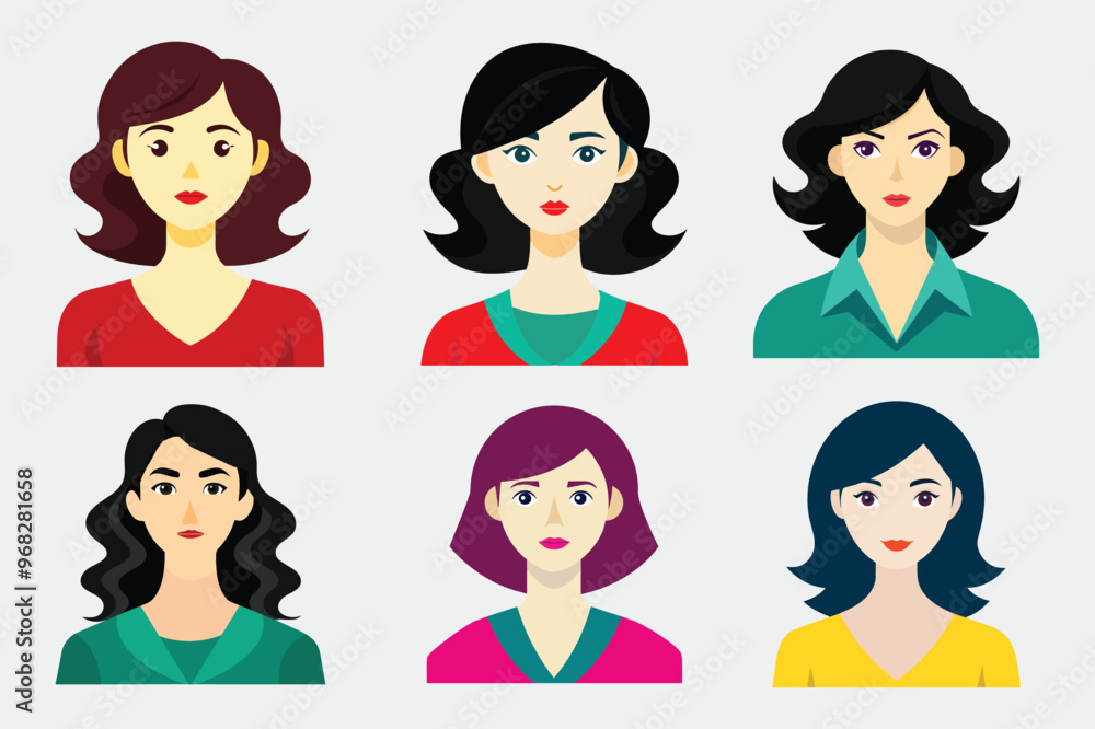 Various cartoon women avatars as vector clipart Various cartoon women avatars as vector clipart