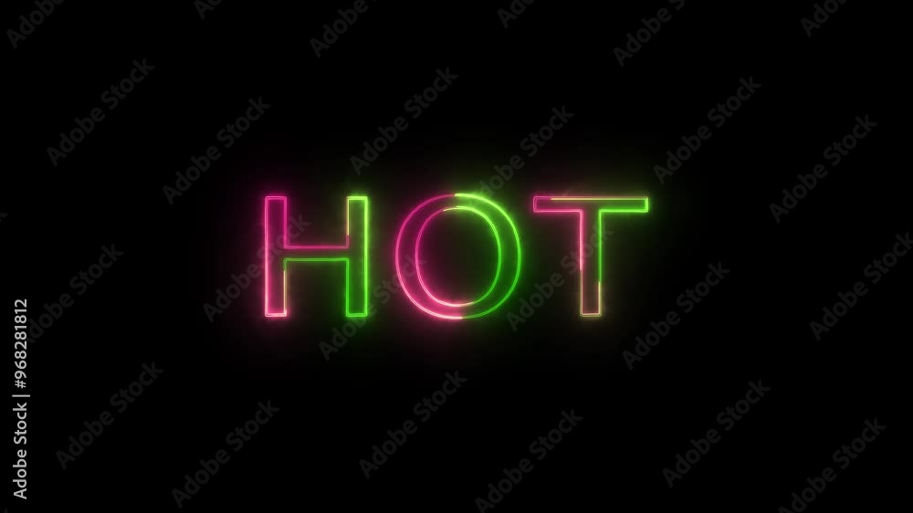 A neon hot sign loop in black background. A neon hot sign loop in black background.