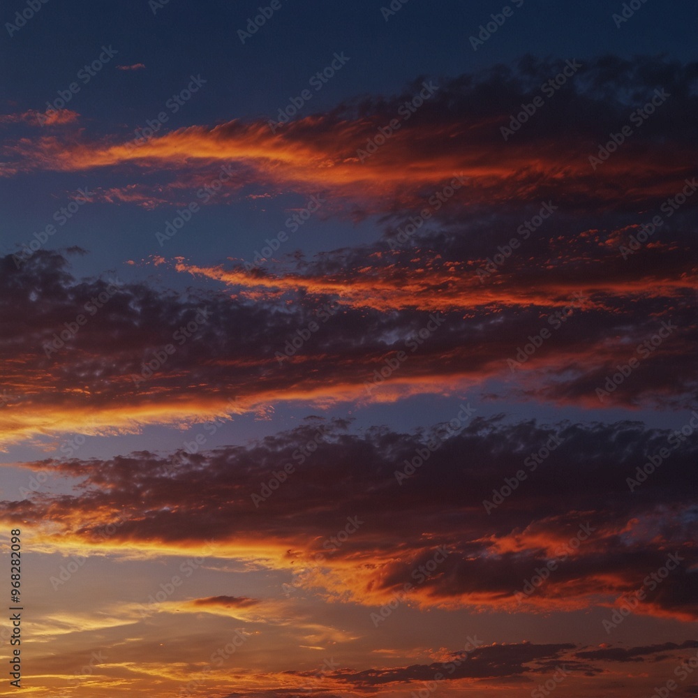 Fototapeta premium Colorful sunset sky with vibrant hues of orange, red, and blue.